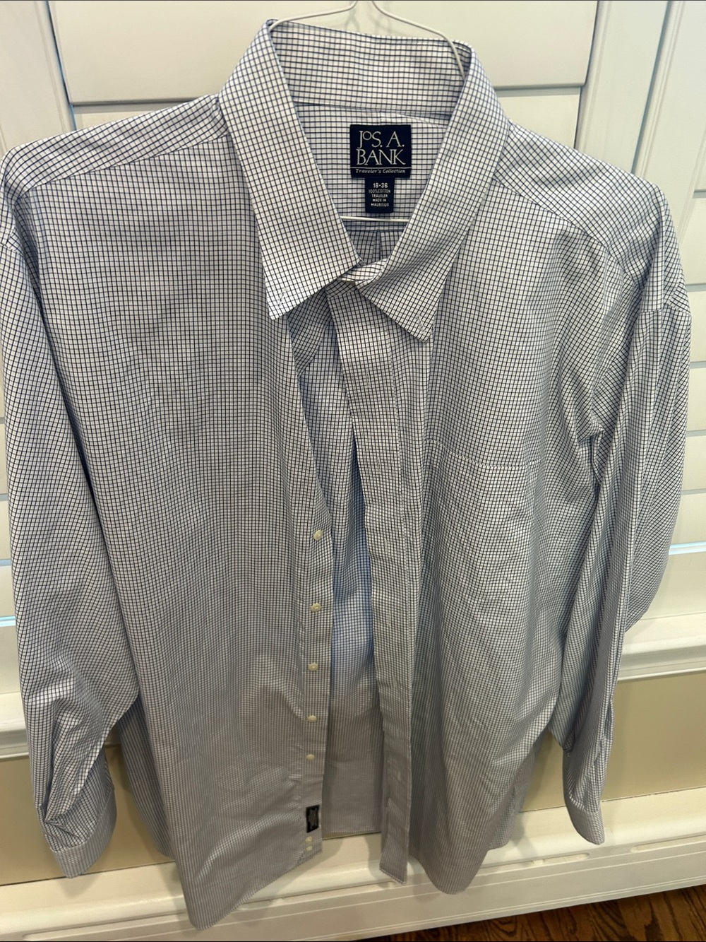 Jos. A. Bank Men’s Light Blue Micro-Check Dress Shirt